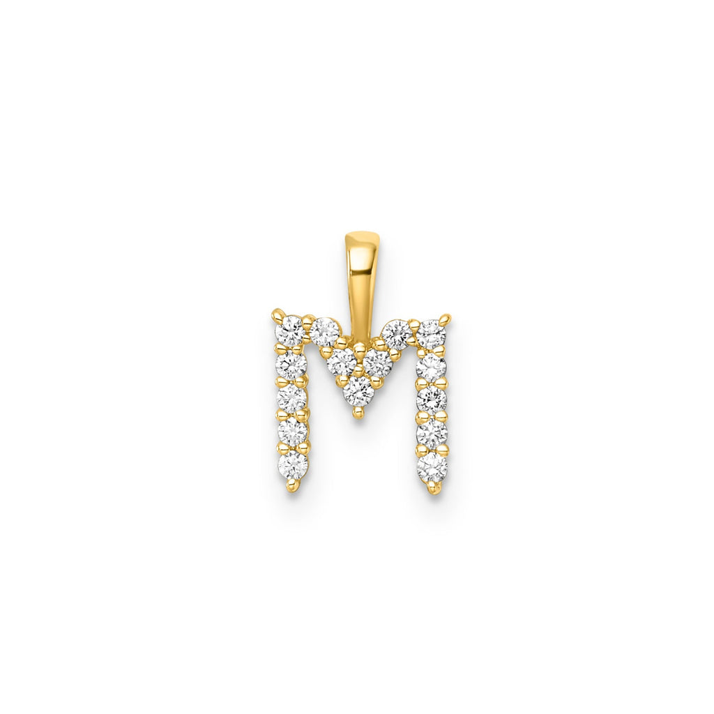 9ct Yellow Gold Lab Grown Diamond Initial "M" Pendant