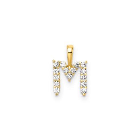 9ct Yellow Gold Lab Grown Diamond Initial "M" Pendant