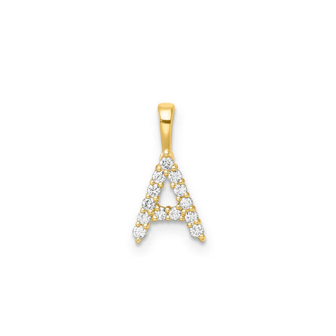 9ct Yellow Gold Lab Grown Diamond Initial "A" Pendant