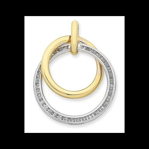 9ct Two Tone Cubic Zirconia Double Circle Pendant