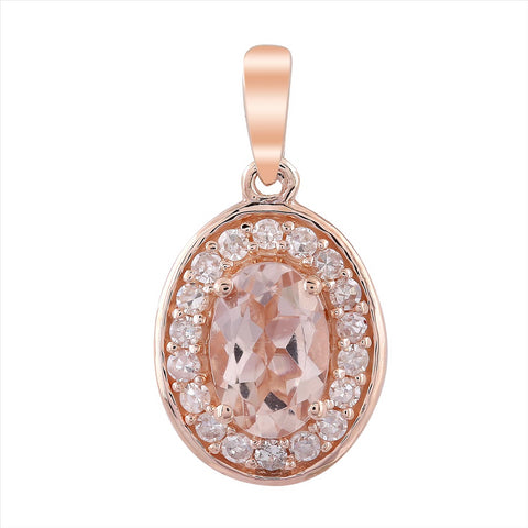 9ct Rose Gold Diamond and Morganite Pendant