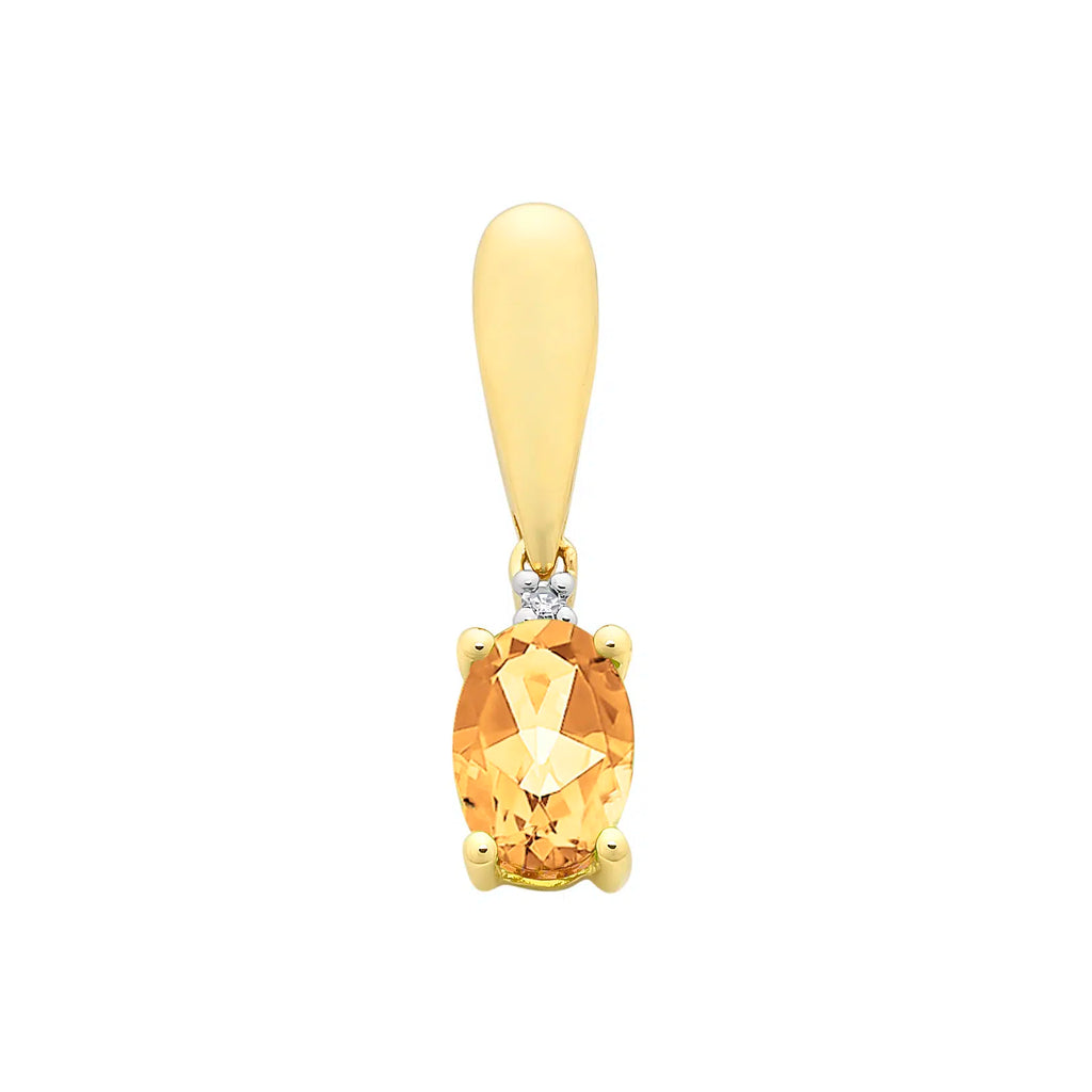 9ct Yellow Gold Diamond & Citrine Pendant