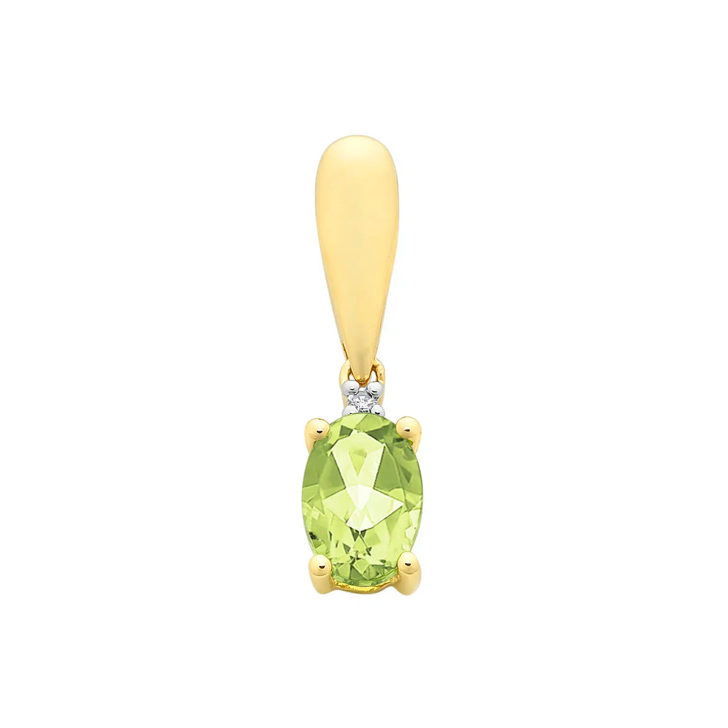 9ct Yellow Gold Diamond & Peridot Pendant