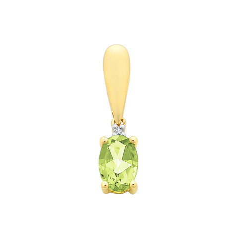 9ct Yellow Gold Diamond & Peridot Pendant