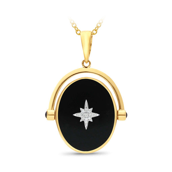 9ct Yellow Gold Onyx Enhancer With Reversible Spinning Pendant