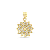 9ct Yellow Gold Cubic Zirconia Set Flower Pendant