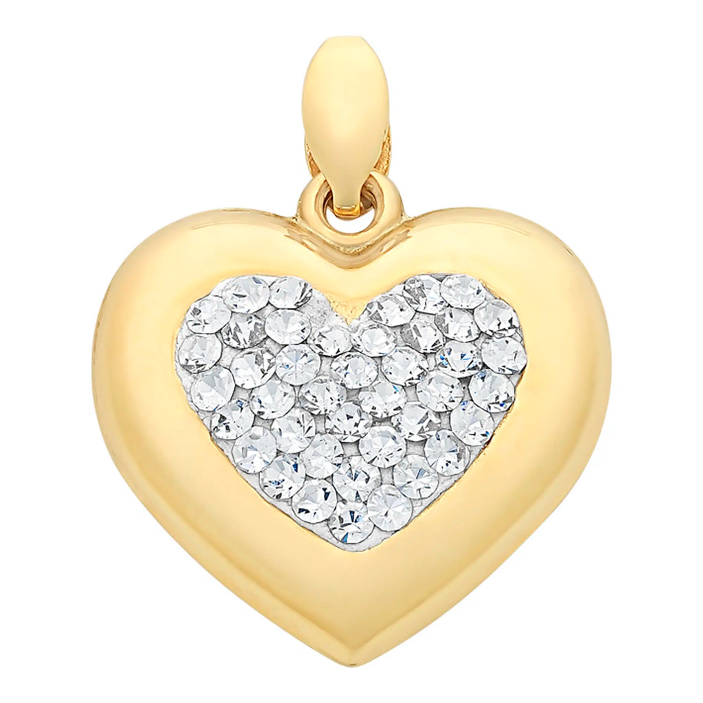 9ct Yellow Gold Crystal Heart Pendant