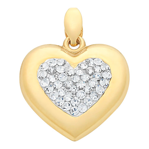 9ct Yellow Gold Crystal Heart Pendant