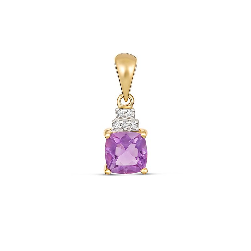 9ct Yellow Gold "Callie" Amethyst And Diamond Pendant