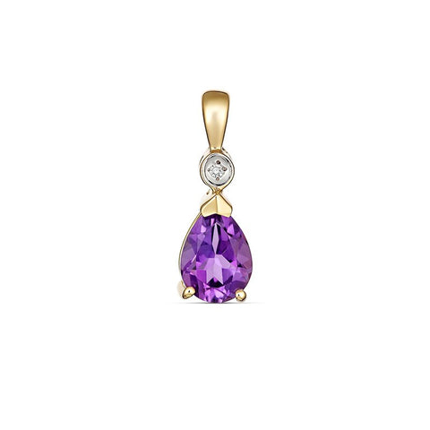 9ct Yellow Gold "Sadie" Amethyst And Diamond Pendant