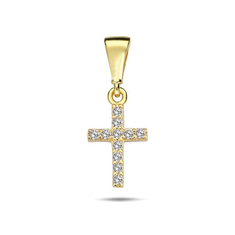 9ct Yellow Gold Cubic Zirconia Mini Cross
