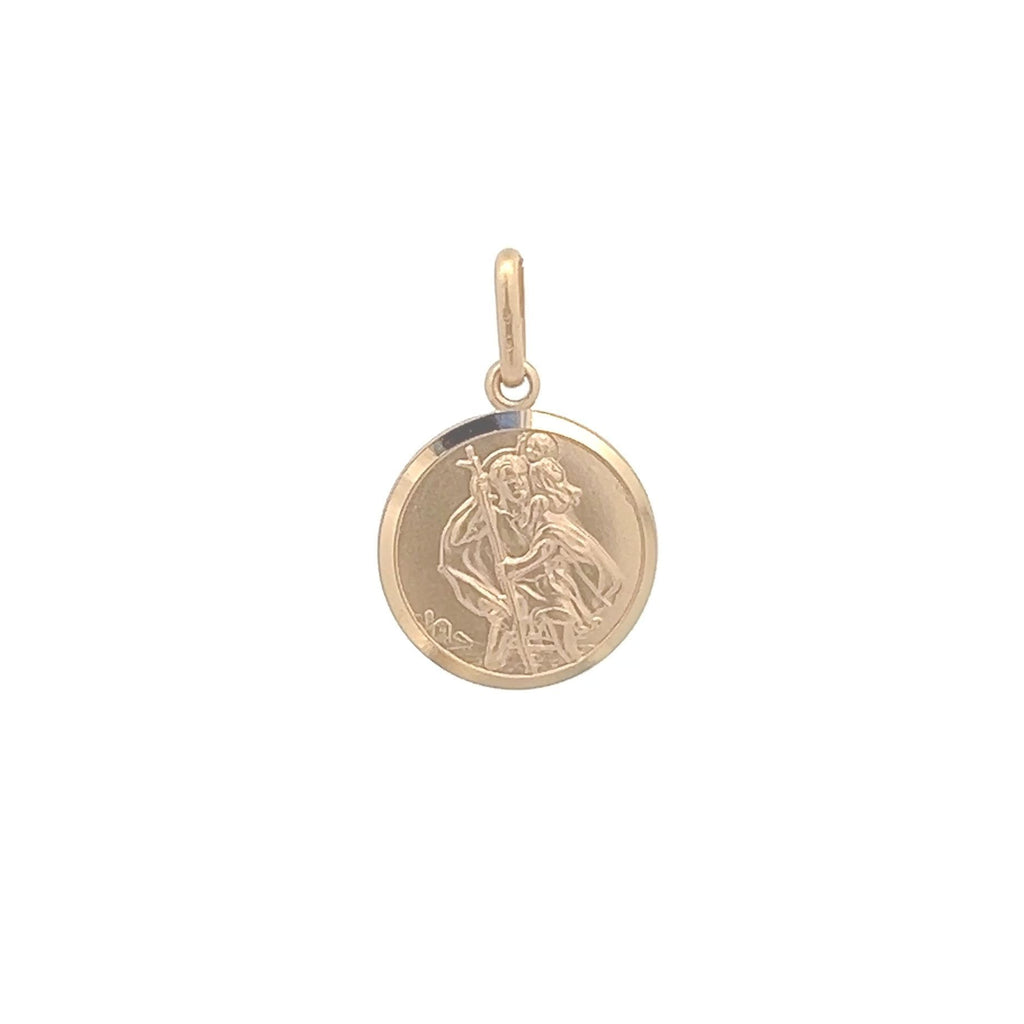 9ct Yellow Gold 14mm Round St Christopher Pendant