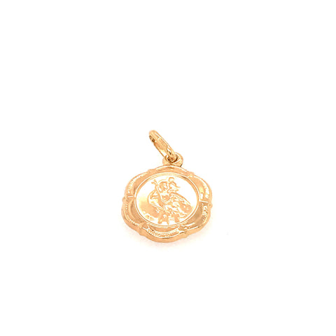 9ct Yellow Gold 14mm Scalloped St Christopher Pendant