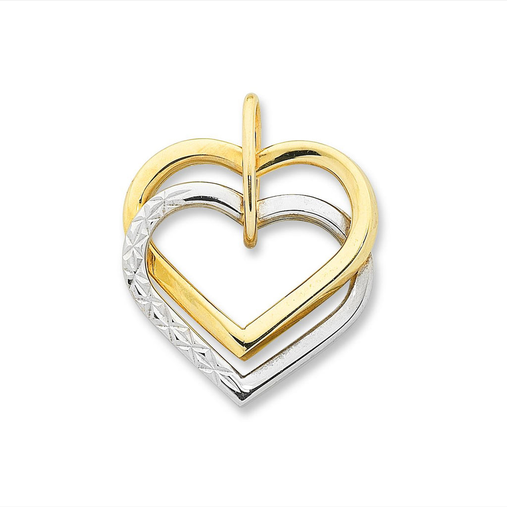 9ct Yellow And White Gold Heart Pendant