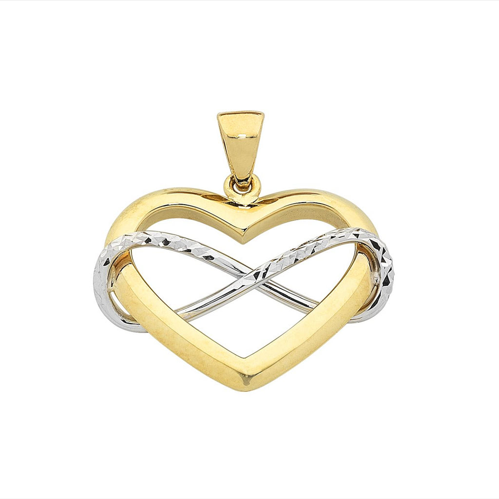 9ct Gold TwoTone Infinity Heart Pendant