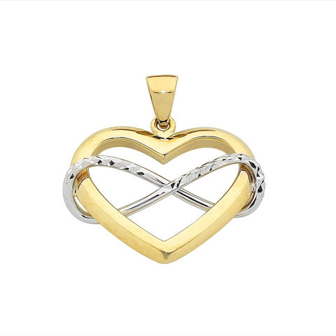 9ct Gold TwoTone Infinity Heart Pendant