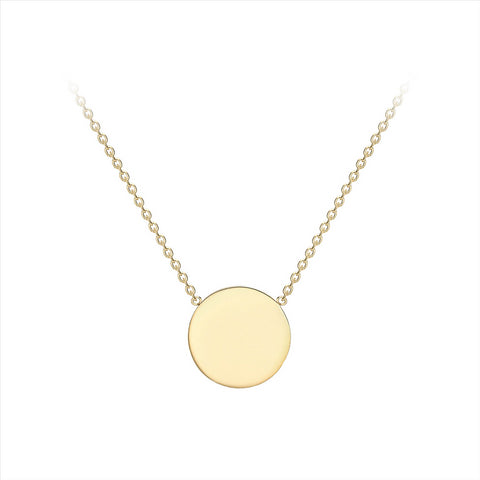 9ct Yellow Gold Solid 10mm Disc Necklet