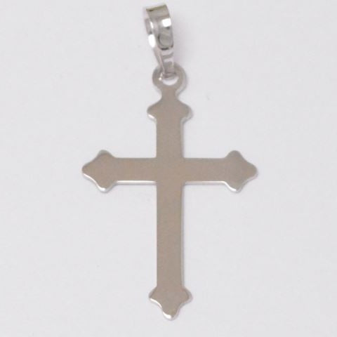 9ct White Gold 25mm Flat Shiny Cross