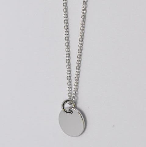 9ct White Gold Disc On White Gold Trace Chain