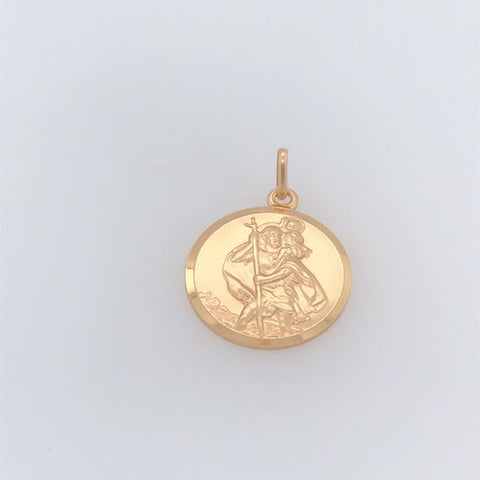 9ct Yellow Gold Round St Christopher Medal