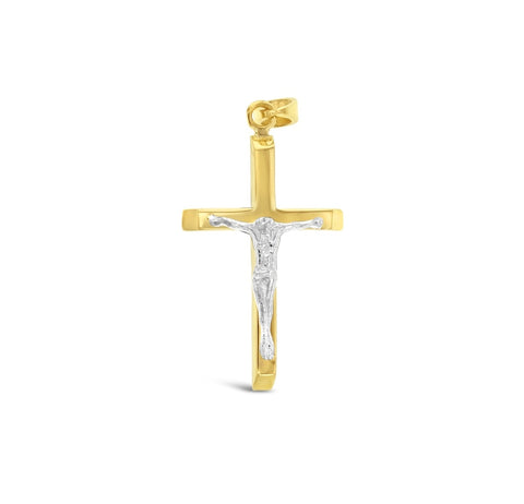 9ct Yellow/White Gold Crucifix Pendant