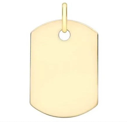 9ct Yellow Gold Small Dog Tag Pendant