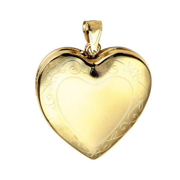 9ct Yellow Gold Engraved Memorial Heart Locket