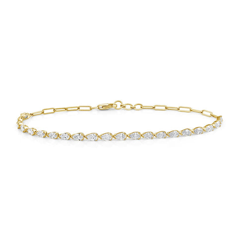 9ct Yellow Gold 2.00ct Lab Grown Diamond Half Tennis Bracelet