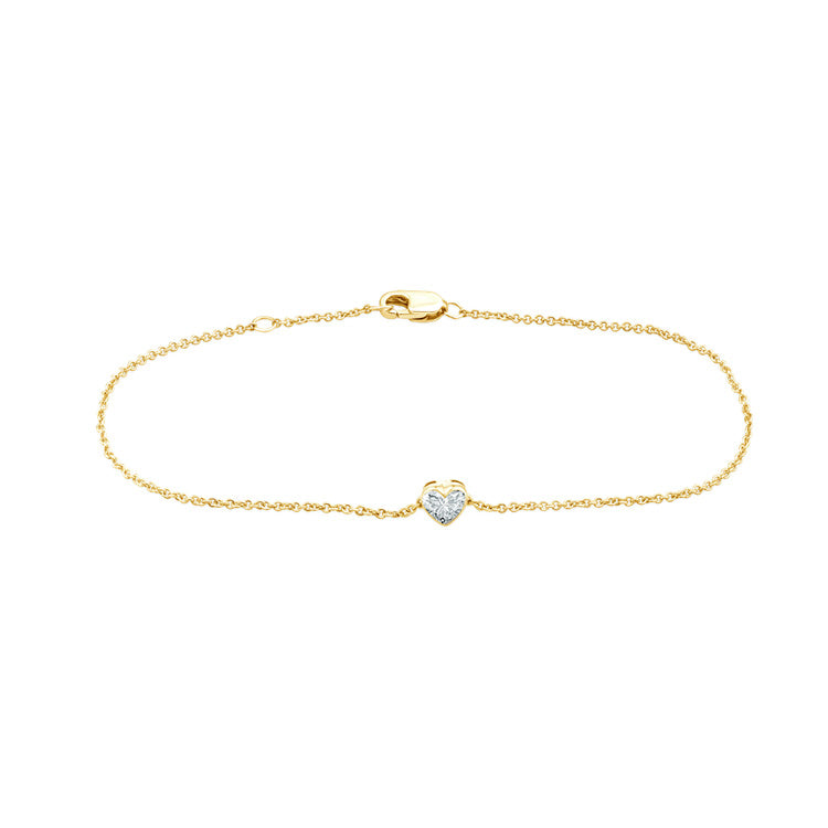 9ct Yellow Gold Lab Grown Diamond Heart Bracelet