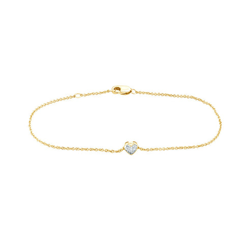 9ct Yellow Gold Lab Grown Diamond Heart Bracelet
