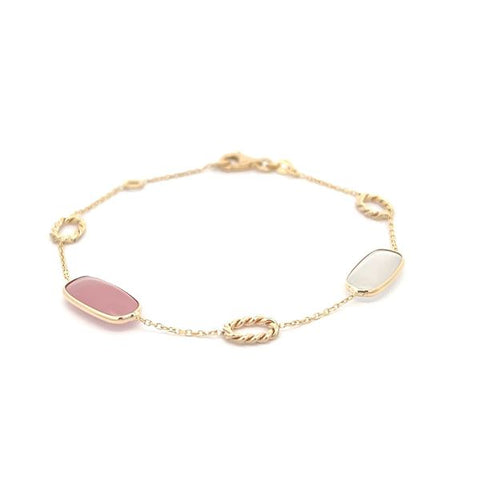 9ct Yellow Gold Twist Oval And Oval Coloured Stones
