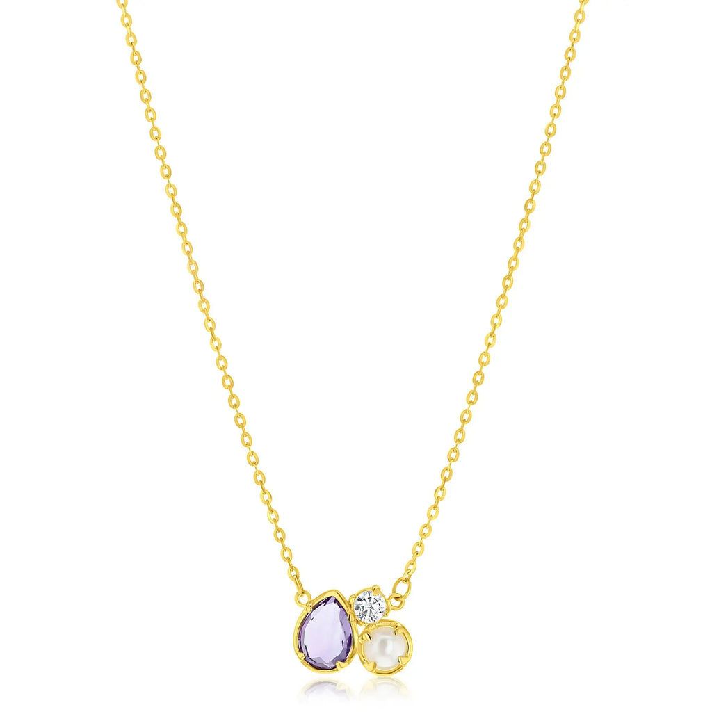 9ct Yellow Gold Trio Multistone Necklace
