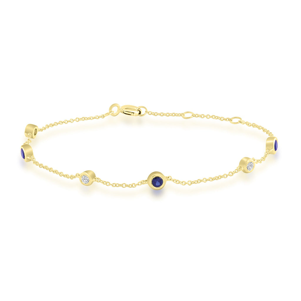 9ct Yellow Gold Sapphire & Diamond Bracelet