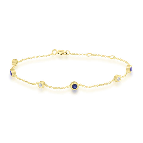 9ct Yellow Gold Sapphire & Diamond Bracelet