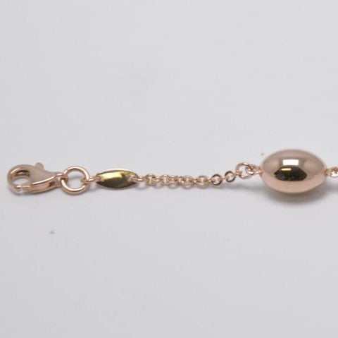 9ct Rose Gold Trace Chain With Oval Ball Bracelet