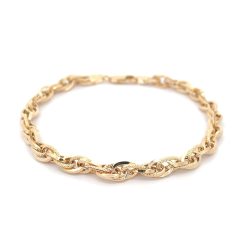 9ct Yellow Gold Double Diamond Cut Trace Link Bracelet