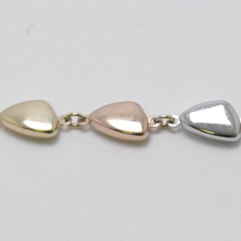 9ct Gold 3 Tone Shiny Triangle Bracelet