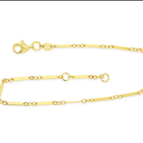 9ct Yellow Gold Fine Bar Bracelet