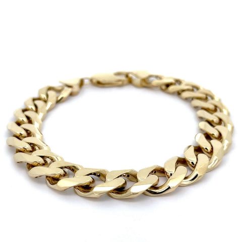 Gents 9ct Yellow Gold Diamond Cut Curb Bracelet