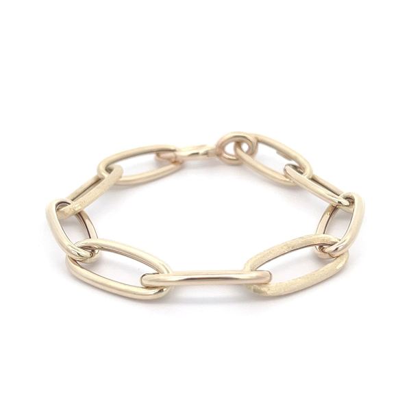 9ct yellow gold oblong brushed and shiny linked bracelet