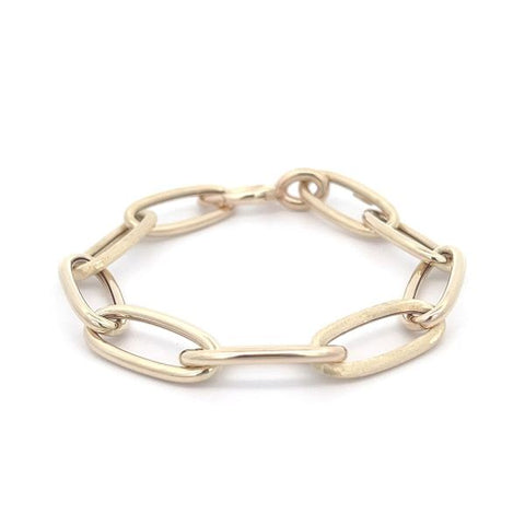 9ct yellow gold oblong brushed and shiny linked bracelet