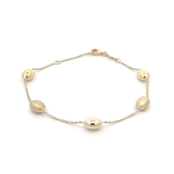 9ct Yellow Gold Oval Shiny And Satin Finished Spheres