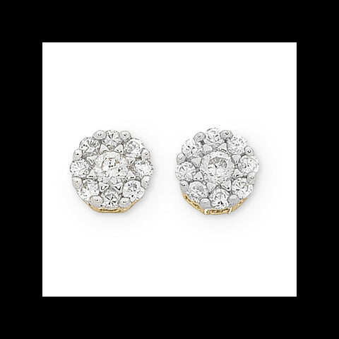 9ct Diamond 0.10ct Cluster Stud Earrings