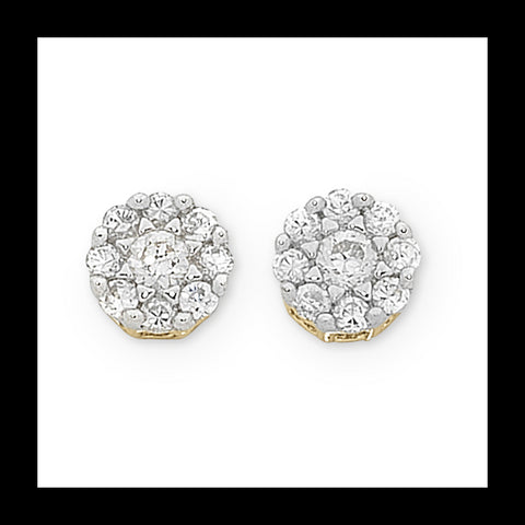 9ct Yellow Gold 0.20ct Diamond Cluster Studs