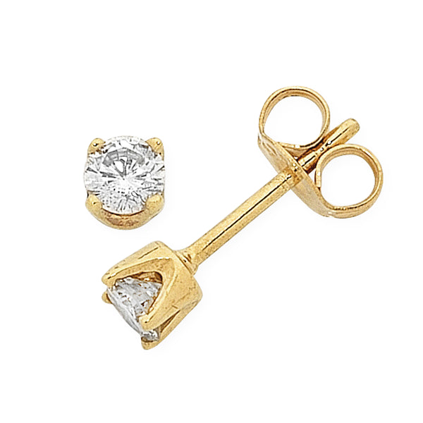 9ct Yellow Gold Small Diamond Studs