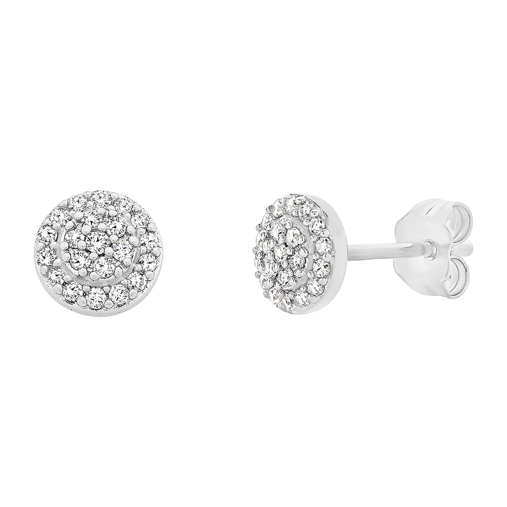 9ct White Gold Diamond Cluster Studs