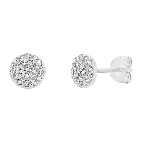 9ct White Gold Diamond Cluster Studs