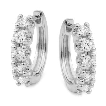 9ct White Gold Lab Diamond Huggie Earrings