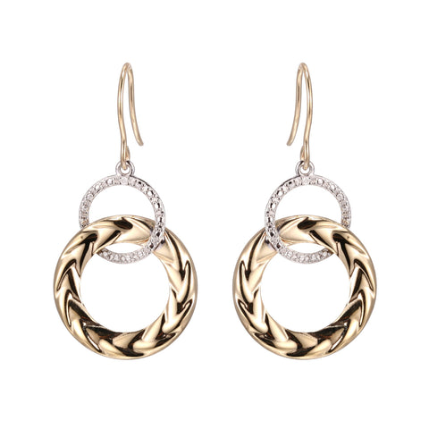 9ct Yellow Gold Double Circle Diamond Earrings