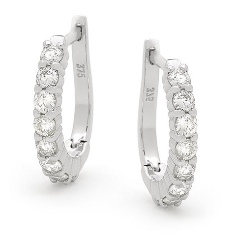 9ct White Gold Lab Grown Diamond Huggie Earrings